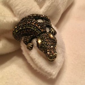 Bronze Alligator Ring with Rhinestones